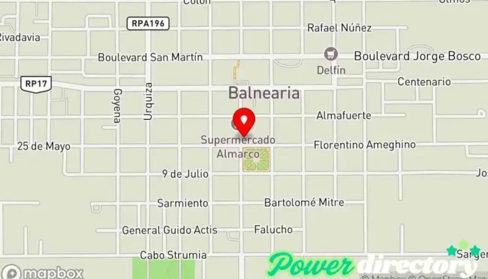 mapa de Alhüé Centro de rehabilitación en Balnearia