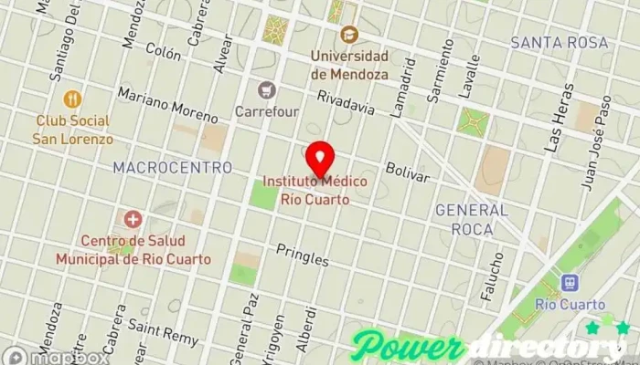 mapa de C.A.R.S. Centro de Alto Rendimiento Saludable Centro de rehabilitación, Gimnasio en Río Cuarto
