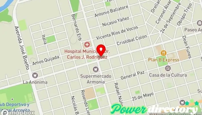 mapa de Centro De Estimulación Renacer Centro de rehabilitación en Arroyito