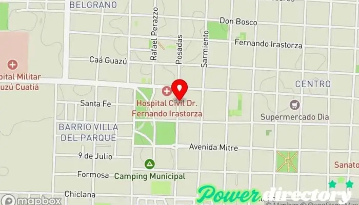 mapa de Centro de Kinesiología y Fisiatría - Lic. Leandro Ortiz Centro de rehabilitación en Curuzú Cuatiá