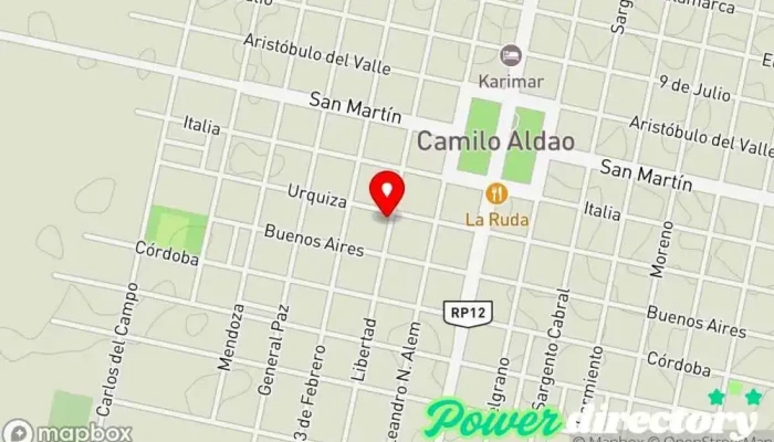 mapa de Centro de Kinesiologia y Fisioterapia Licenciada Marina Ariosti Kinesiólogo en Camilo Aldao