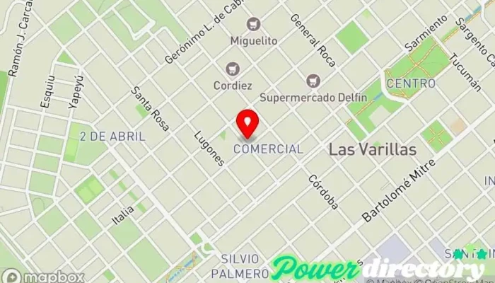 mapa de Centro de kinesiología y Flebologia Dr. Rujinsky Centro médico en Las Varillas