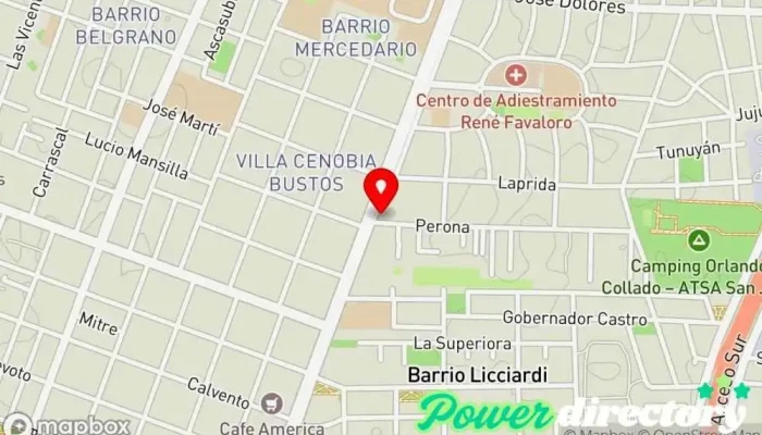 mapa de Centro Especializado en Kinesiología y Fisioterapia Lic. Martin Moreno Fabaro Fisioterapeuta en Villa Krause