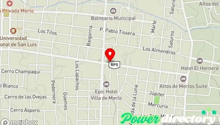 mapa de Con El Alma Pastelería, Café & Bistró Cafetería, Panadería, Pastelería en Merlo