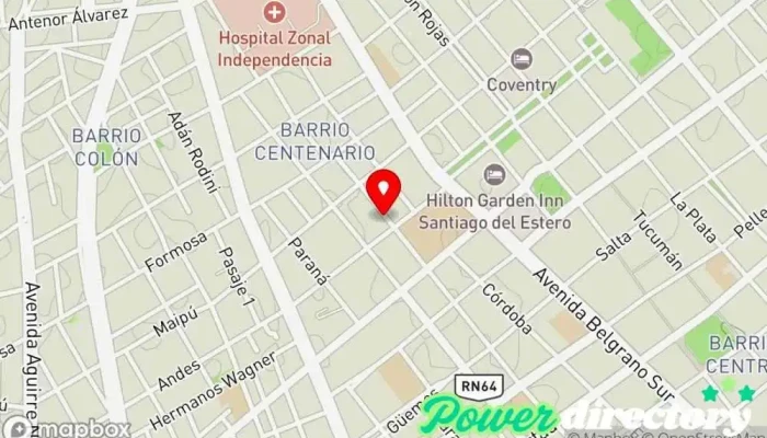 mapa de Consultorio de Kinesiología y Fisioterapia Lic. Cinthia Hatun Clínica de fisioterapia en Santiago del Estero