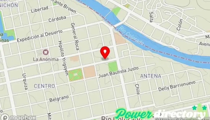 mapa de Consultorio de Kinesiología y Rehabilitacion. LIC. María Fernanda Gonzalez Centro de salud en Río Colorado