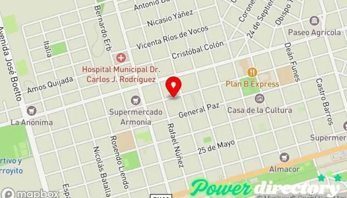 mapa de Consultorio osteo Servicio de salud ocupacional en Arroyito