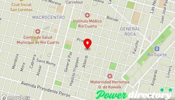 mapa de Dinámica Centro integral de rehabilitación Grupo médico en Río Cuarto