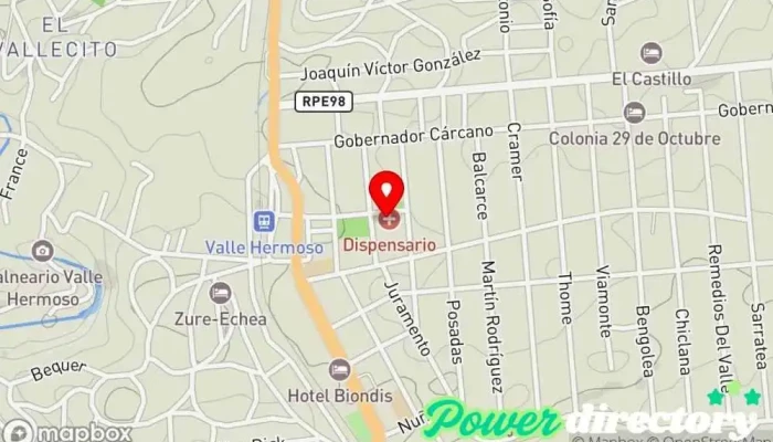 mapa de Dispensario Municipal Eva Peron Hospital en Valle Hermoso