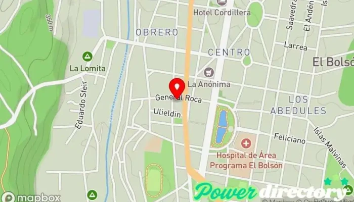 mapa de Escuela del Cambio El Bolsón, El Recinto Escuela de artes marciales en El Bolsón