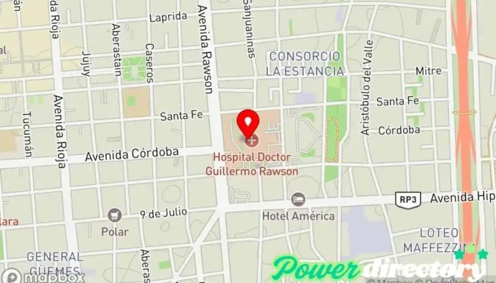 mapa de Hospital Descentralizado Dr. Guillermo Rawson Hospital general, Médico en San Juan