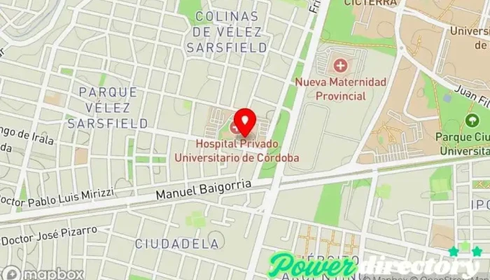 mapa de Hospital Privado Universitario de Córdoba Hospital privado, Hospital en Córdoba