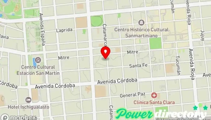 mapa de Instituto Fisiokinésico y Estética San Juan Fabiana A. Koss Fisioterapeuta, Esteticista, Kinesiólogo, Centro de rehabilitación en San Juan