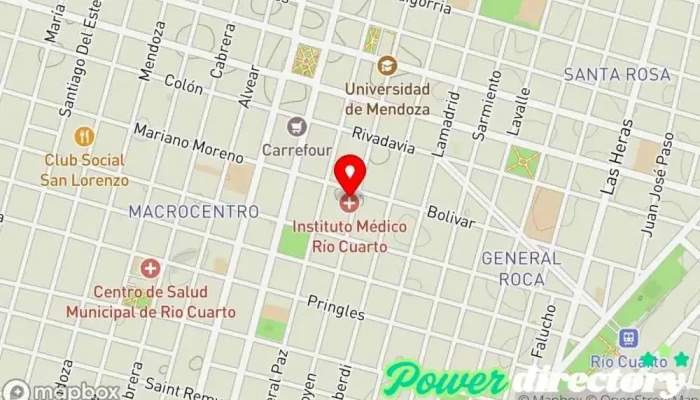 mapa de Instituto Médico Río Cuarto Hospital privado, Dermatólogo en Río Cuarto