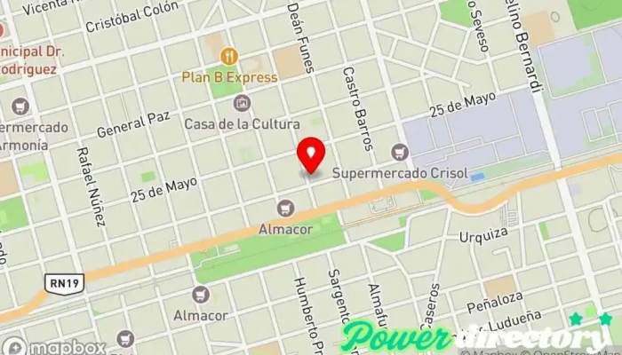 mapa de Janice Jeleñ Estetica Avanzada Clínica de fisioterapia en Arroyito