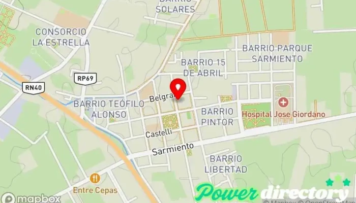mapa de Kinesiología lic. Anahí Martin Centro de rehabilitación en Villa Gral. San Martin