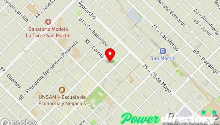 mapa de Kinesiologia y Rehabilitación San Martín Kinesiólogo en San Martín