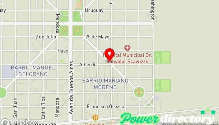 mapa de Kinesis Rehabilitación, Pilates Centro de pilates, Tienda de artículos ortopédicos, Centro de rehabilitación en Almafuerte