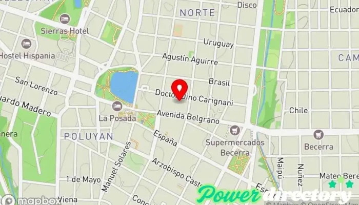 mapa de Lic. Fabiana Caprotti Kinesiólogo, Fisioterapeuta, Centro de rehabilitación en Alta Gracia