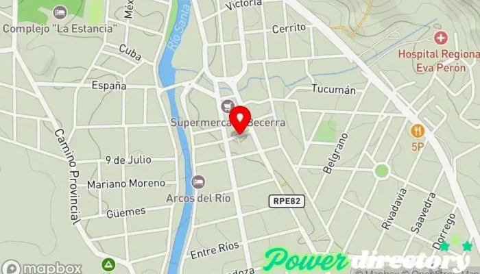 mapa de Ortopedia y Kinesiología Layus Tienda de suministros quirúrgicos en Santa Rosa de Calamuchita