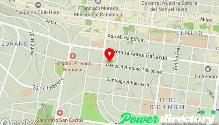 mapa de OSTEOPATIA BENVENUTO Osteópata, Terapia craneosacral, Fisioterapeuta, Centro de rehabilitación, Masajista deportivo en San Carlos de Bariloche