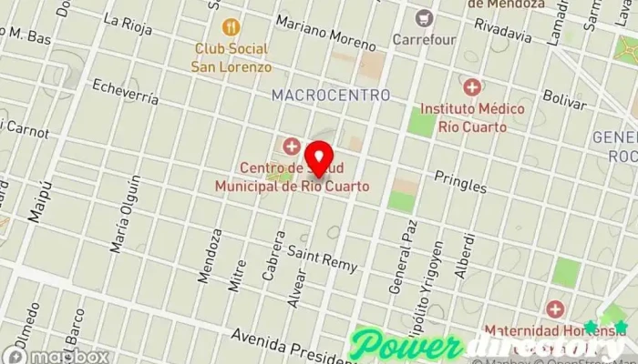 mapa de Pilates kinesiologia y fisioterapia Gimnasio en Río Cuarto