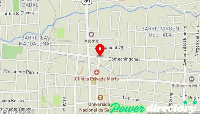 mapa de Pollo a las Brasas CROCANTE Comida a domicilio, Parrilla, Tienda de postres, Tienda de tartas, Pizzería a domicilio, Pizza para llevar, Tienda de ensaladas en Merlo