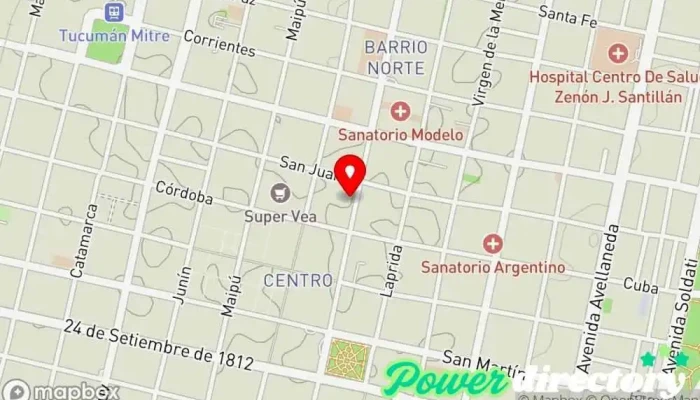 mapa de Sanatorio 9 de Julio S.A. Hospital, Médico en San Miguel de Tucumán